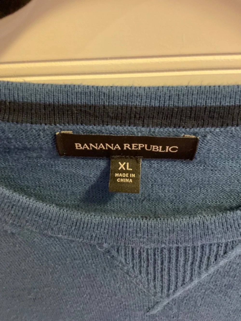 Banana Republic Mens XL Blue Merino Wool Crewneck Sweater Preppy